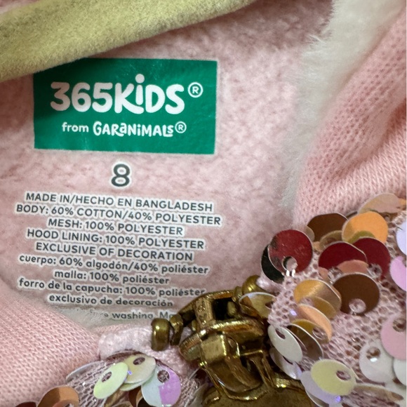 Pink sequins SWEATSUIT Sherpa hood size 8 perfect condition - Picture 4 of 7